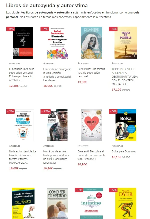 Persistilina destacado entre libros recomendados de autoayuda en Amazon España